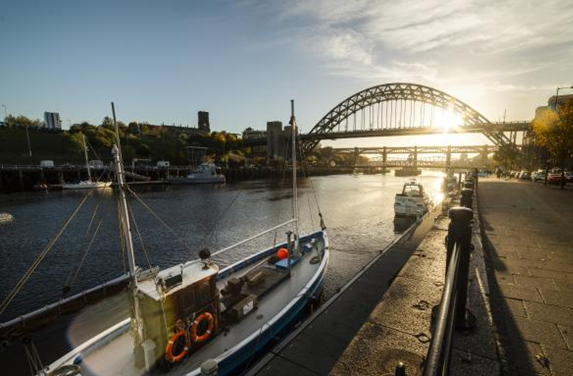 A photograph of Newcastle riverside and the Tyne bridge 