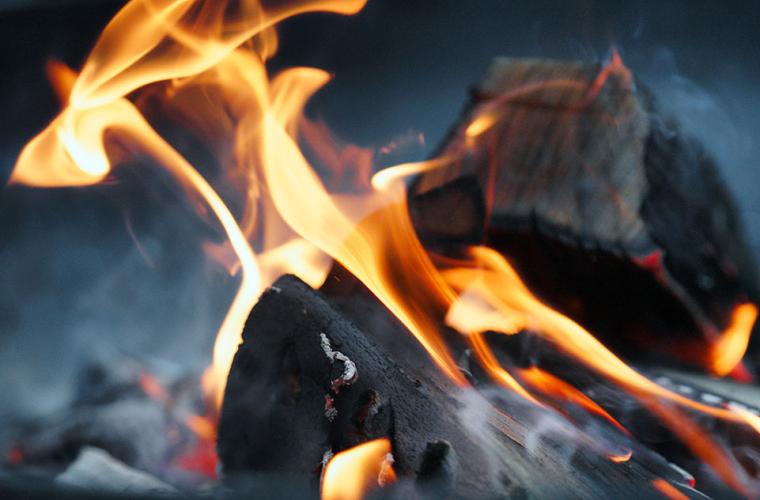 Closeup of flames in a fire