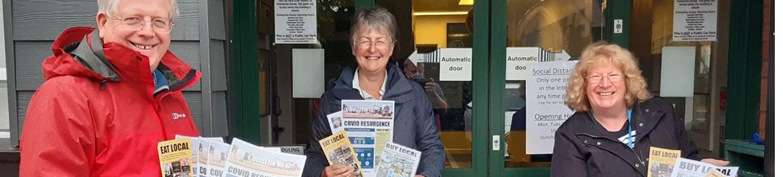 Cllr Nigel Hartin, Cllr Heather Kidd and Cllr Ruth Houghton with a selection of leaflets