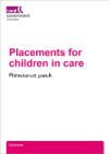 A plain white image with a dark pink strip along the bottom. Text in the middle reads: Placements for children in care: resource pack. The LGA logo is in the top left corner.