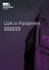 LGA in Parliament 2022/23 on a darkened background with a photo of big ben in the background
