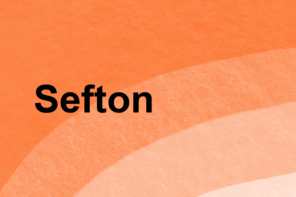 Orange background with text: Sefton
