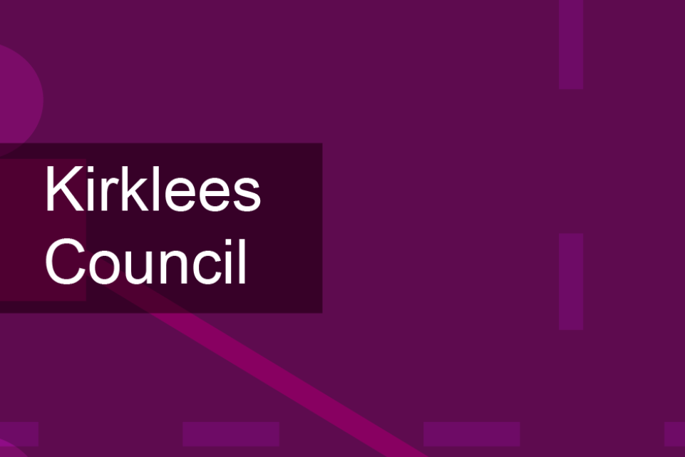 Purple background with Kirklees council written across