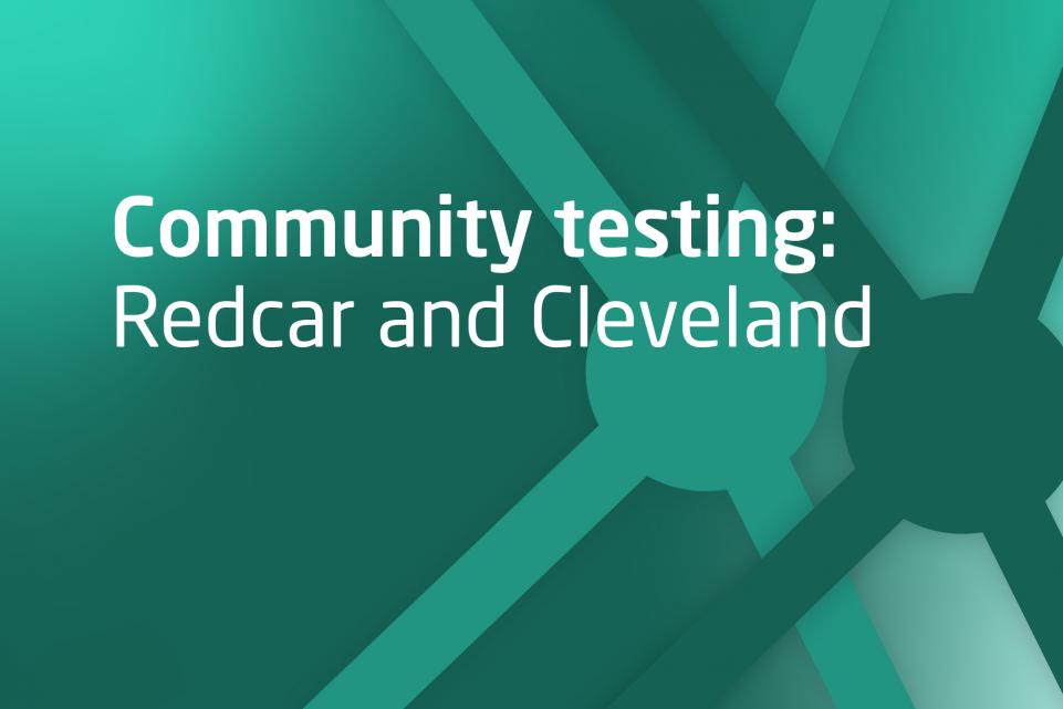 Decorative image with text community testing in Redcar and Cleveland