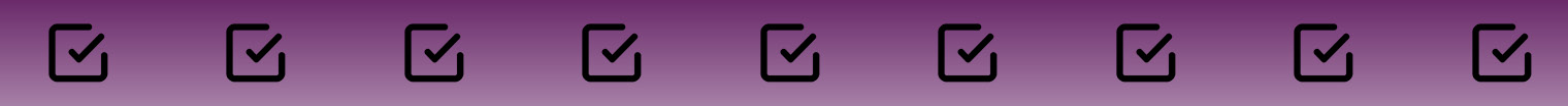 A dark purple horizontal thin banner with check box icons along it