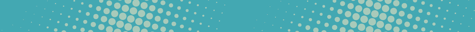 A thin turquoise banner with small light green circles scattered across