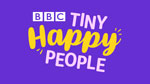 BBC tiny happy people logo on purple