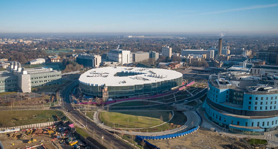 Aerial shot of Cambridge city centre