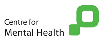 logo named as Centre for mental health, white background, green coloured logo
