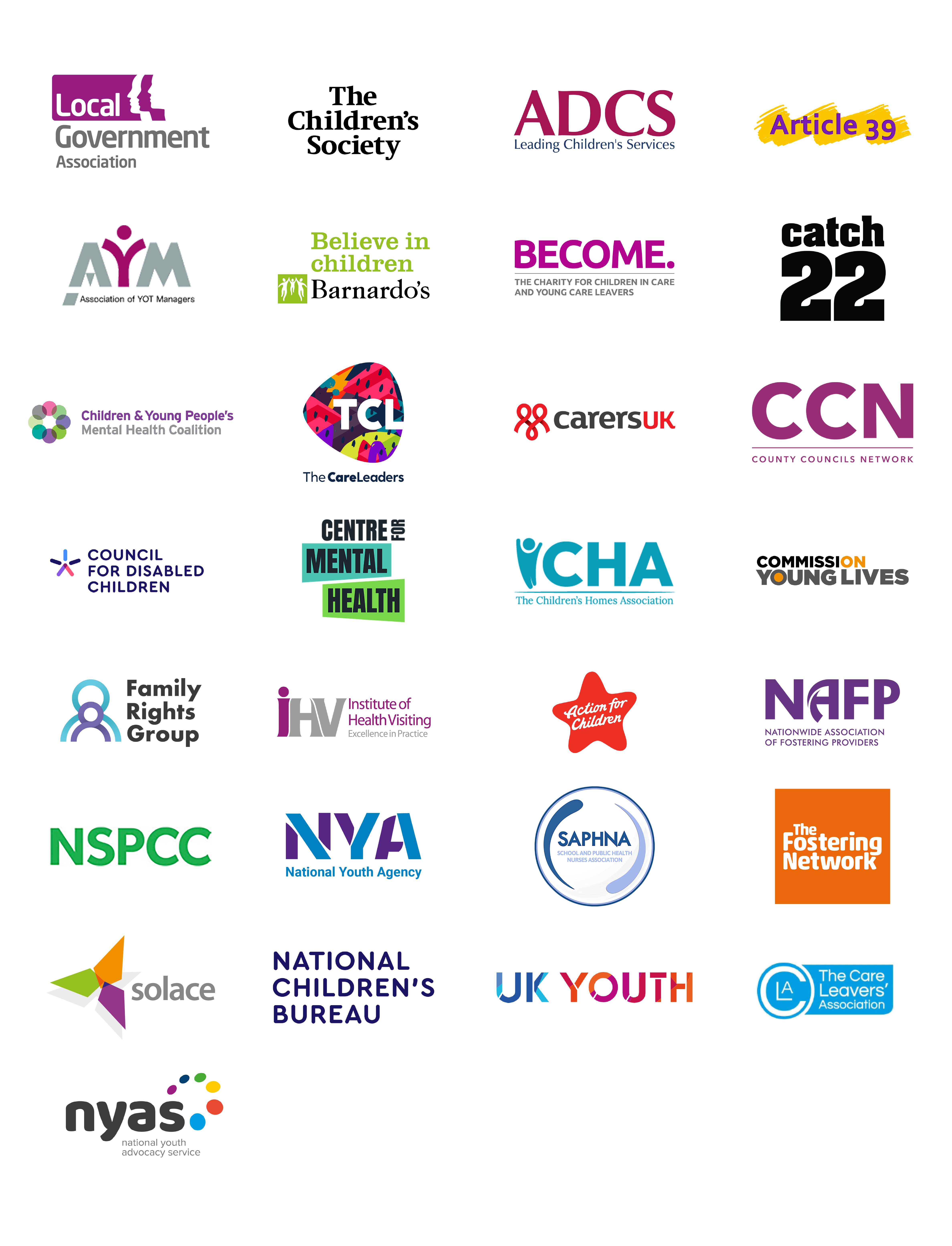 A image of the 28 organisation signatory logos of the open letter