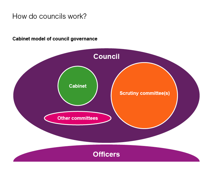 Model of council governance showing councils and officer roles