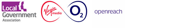 LGA, Virgin Media, O2 and Openreach logos