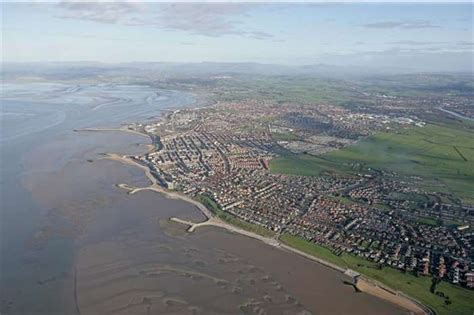An aerial photograph of Lancaster City seafront