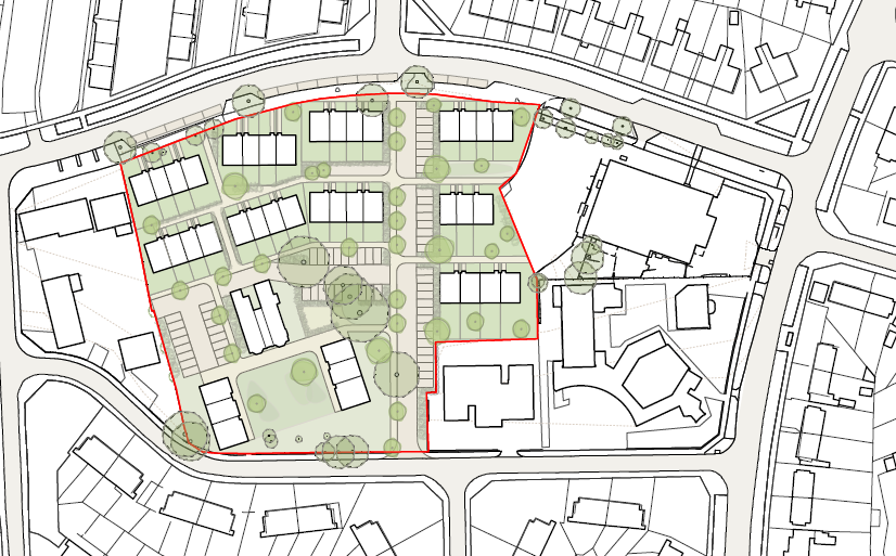 Ariel plan of regenerated Leicester council estate