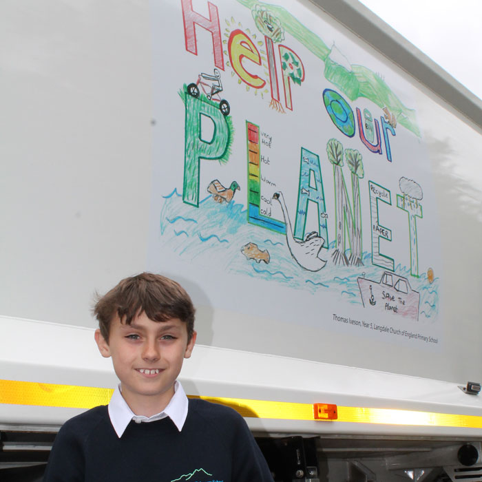 South Lakeland invited schoolchildren to design posters to decorate the council’s fleet of recycling trucks