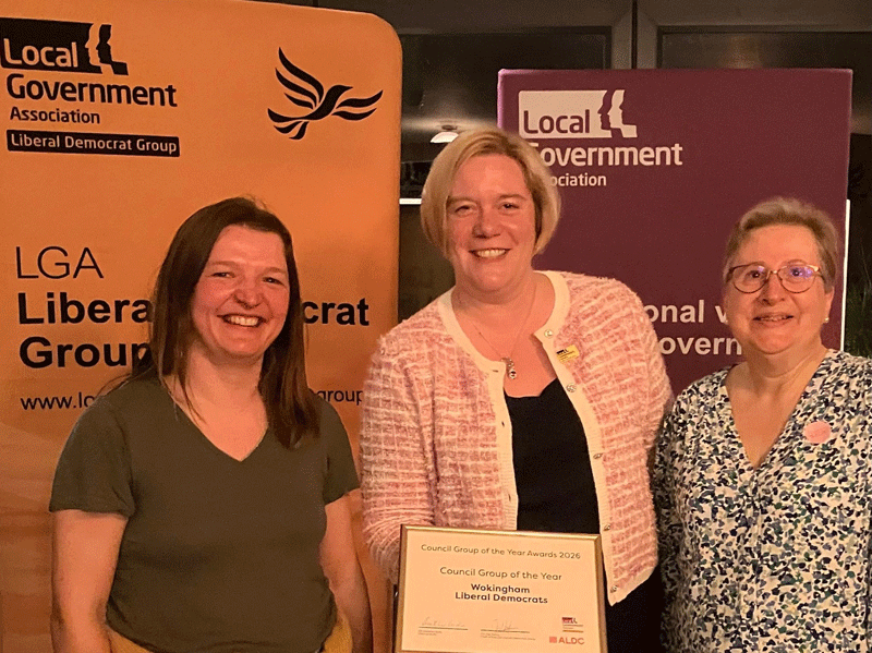 Wokingham Liberal Democrats collect the award for Council Group of the Year 2026
