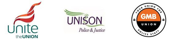 Unite, unison and GMB union logos