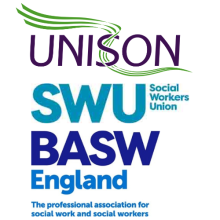 Unison, Social Workers Union and BASW England - the professional association for social work and social workers