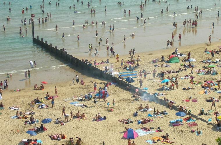 Crowded Bournemouth beach