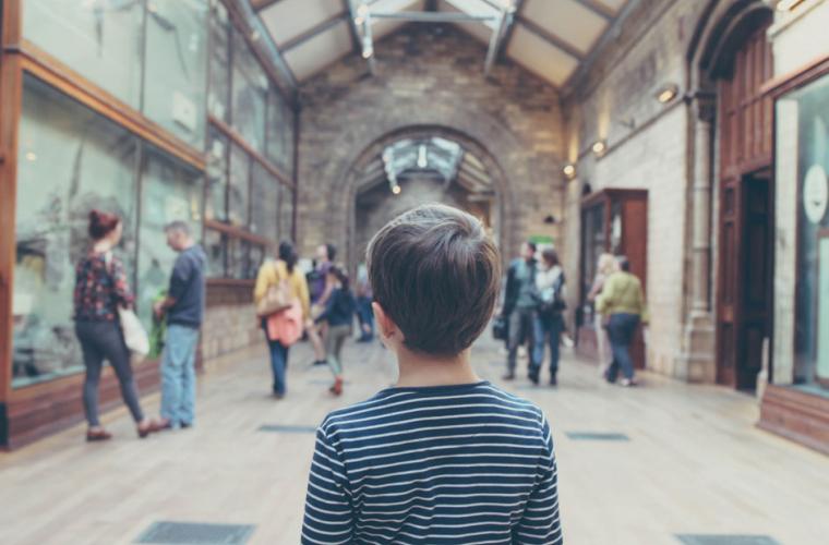 photo of a boy in a museum