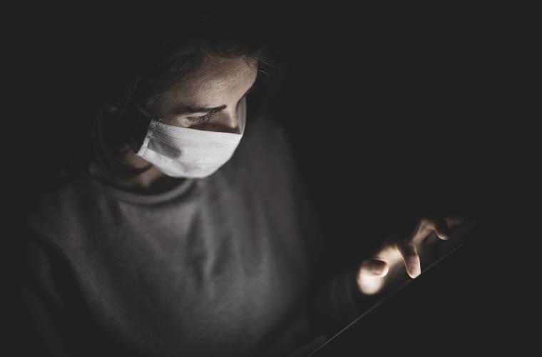 Woman wearing PPE mask