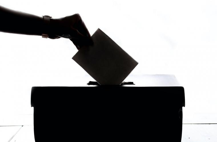 A person putting their vote in the ballot box
