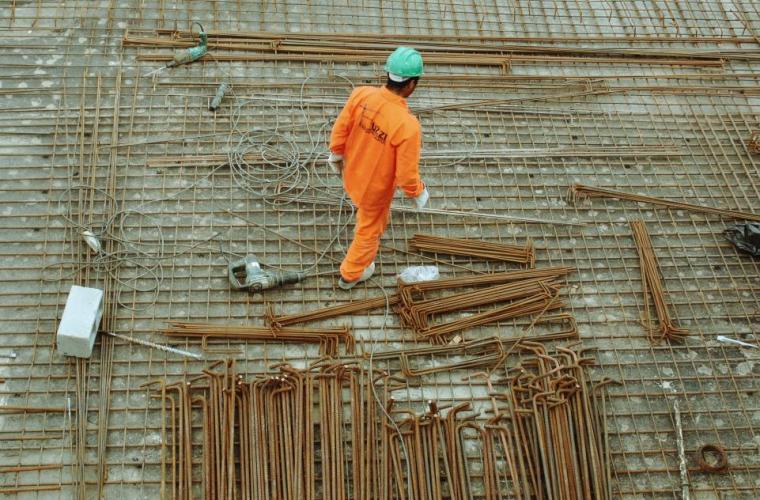 A construction worker on a building site