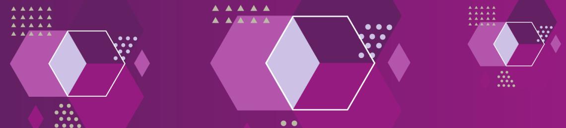 Purple banner with hexagonal shapes in contrasting tones of purple