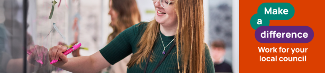 Young woman doing a board presentation