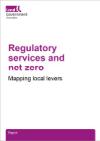 Regulatory services and net zero is written in purple with smaller text which reads: mapping local levers written in black on a white background. In the top left corner is the LGA logo in purple.