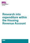 A bold teal title Research into expenditure within the Housing Revenue Account. A purple LGA logo is in the top right corner.