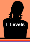 Icon silhouette image of a girl with the word T Levels