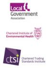 LGA, Chartered Institute of Environmental Health and Chartered Trading Standards Institute logos