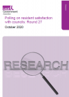 A cover of the resident satisfaction october 2020 document, white background with a magnifying glass for decorative purposes
