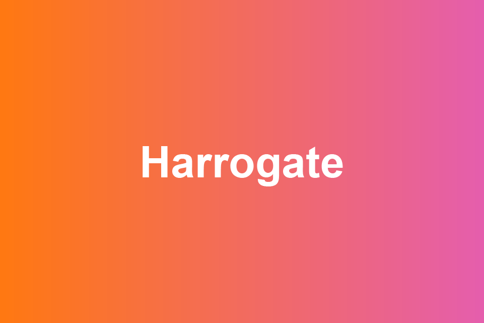 orange and pink Harrogate banner