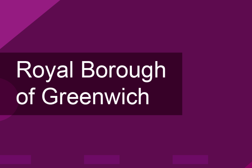Purple background with the text Royal Borough of Greenwich