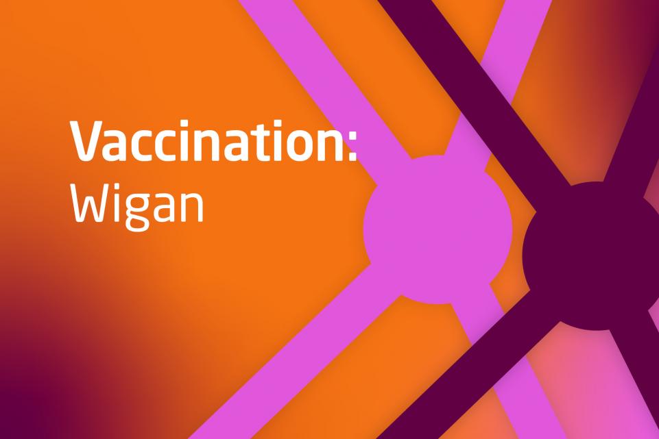 Decorative image with text: Vaccination:Wigan