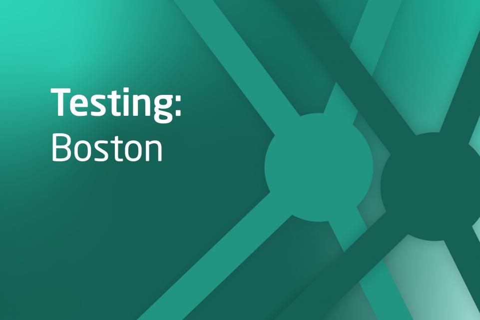 Decorative green asset with text testing: Boston