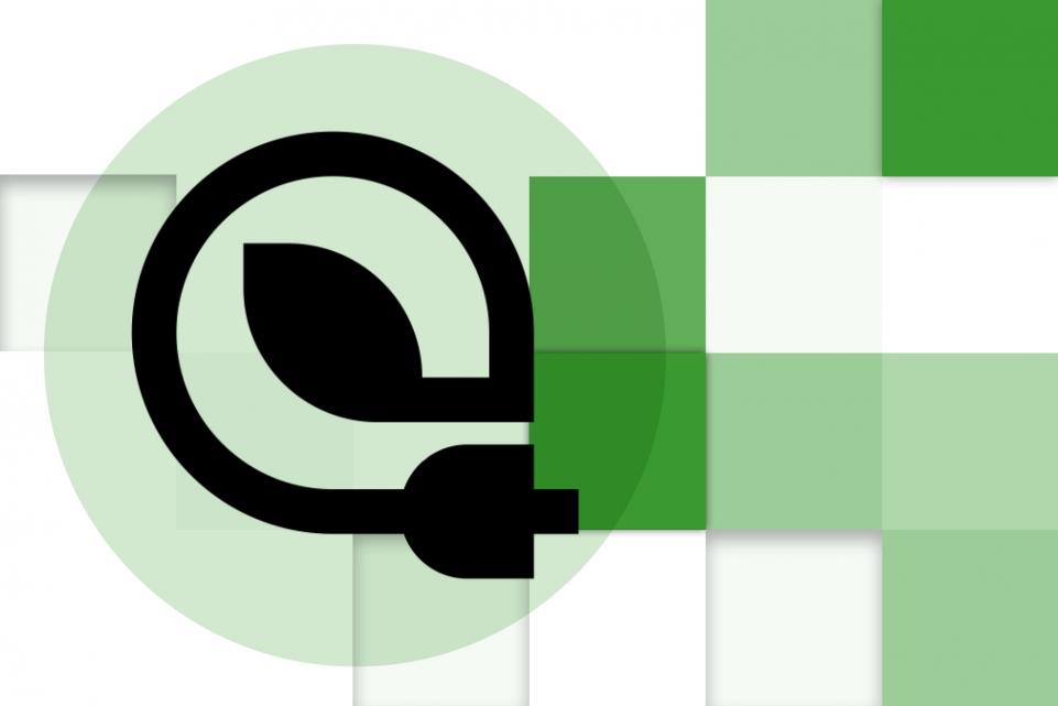 Green and white image with plug/leaf logo