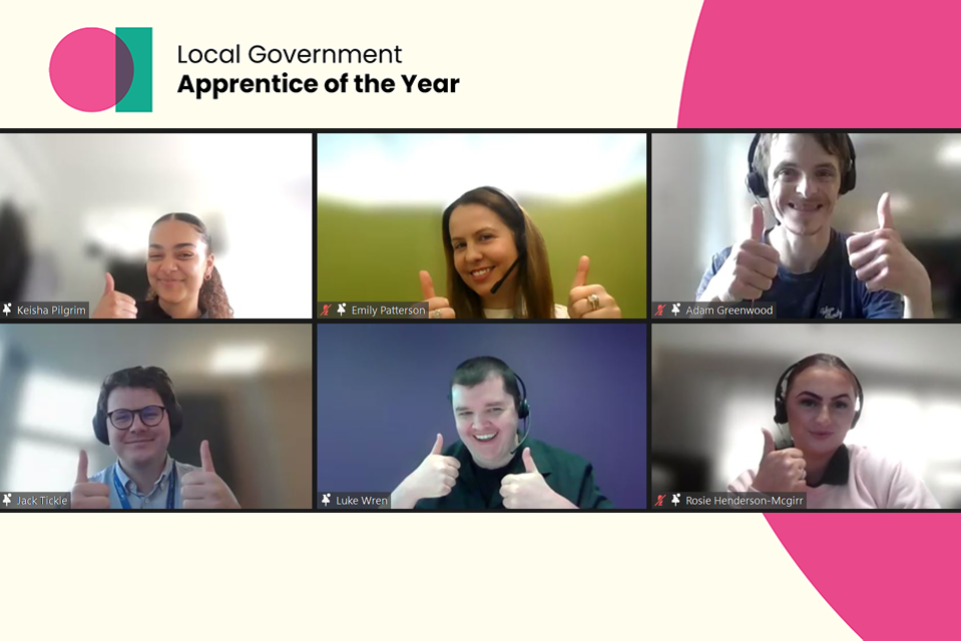 The six winners of Apprentice of the Year 2023 on a Zoom call