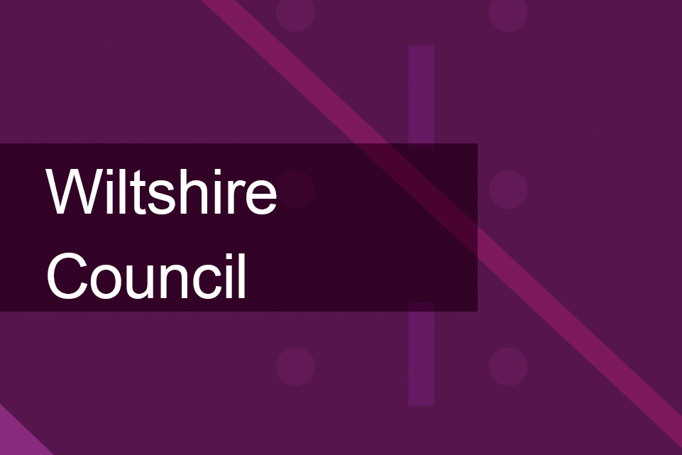 Purple background with lighter purple lines and small circles across with the text Wiltshire Council written across.
